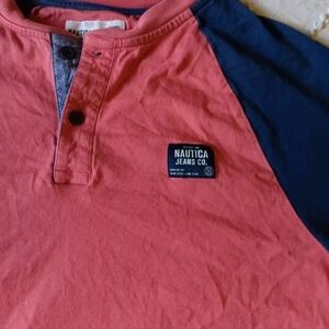 Size Large Nautica Henley 2 Button Shirt Orange